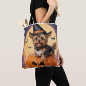 Tote Bag Yorkshire terrier halloween citrouille (De près)