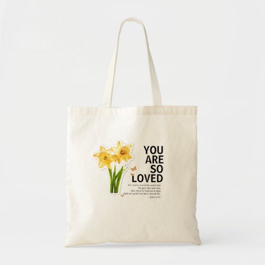 Tote Bag You Are So Loved Floral Christian (Devant)
