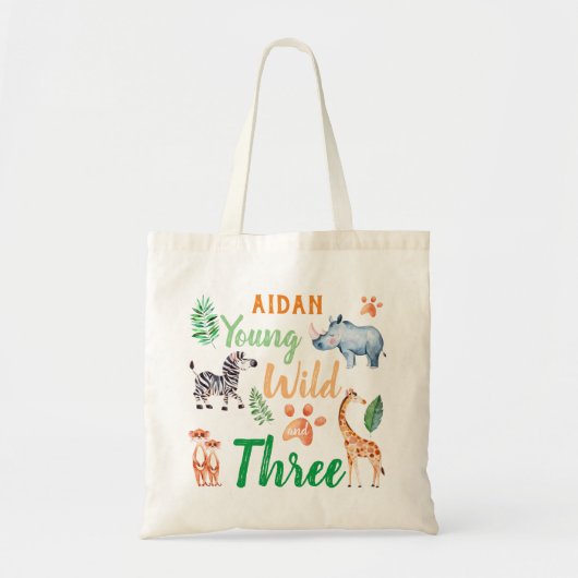 Tote Bag Young Wild et Three Safari Animal 3ème anniversair (Devant)