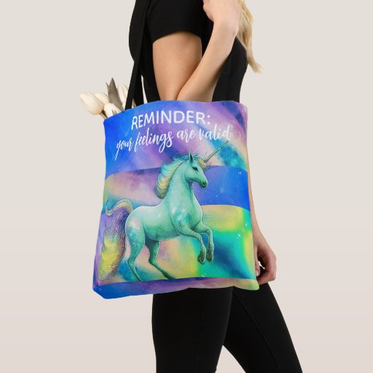 Tote Bag Your Feelings Are Valid Mermaid Tie Dye Unicorn (De près)