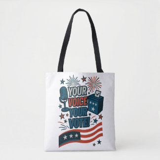 Tote Bag Your Voice Your Vote Patriotic Election 