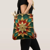 Tote Bag Yuletide Opulence : Threads dorés de Noël (De près)
