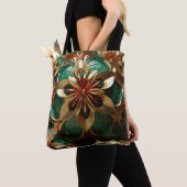 Tote Bag Yuletide Opulence : Threads dorés de Noël (De près)
