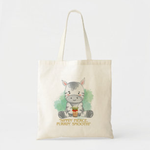 Tote Bag zebra citation dessin boire du bobba tea