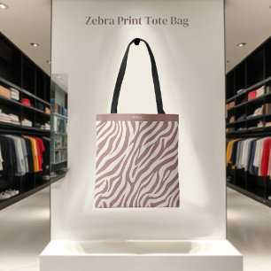 Tote Bag Zebra Print-Mocha Mousse-