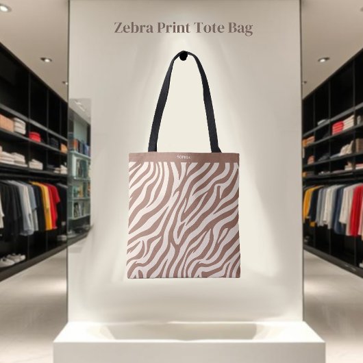 Tote Bag Zebra Print-Mocha Mousse-