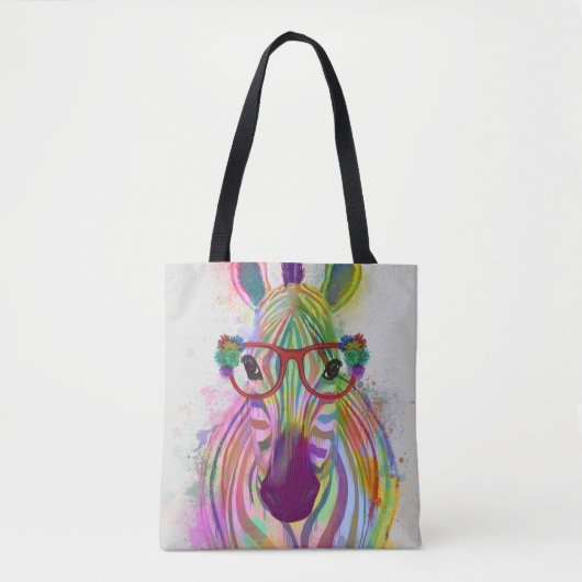 Tote Bag Zebra Rainbow Splash (Devant)