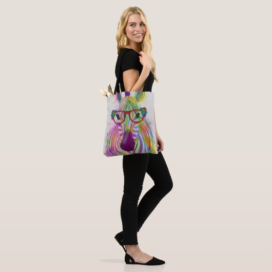 Tote Bag Zebra Rainbow Splash (Sur le modèle)