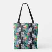Tote Bag Zèbre et monogramme exotique du motif de fleurs | (Dos)