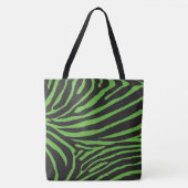 Tote Bag Zèbre vert noir et citron vert (Devant)