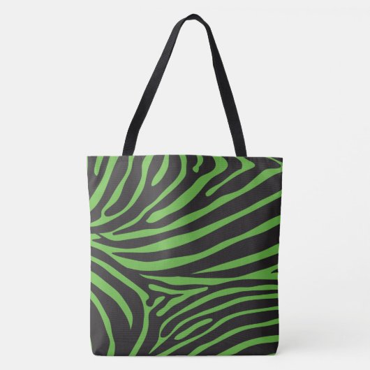 Tote Bag Zèbre vert noir et citron vert (Devant)
