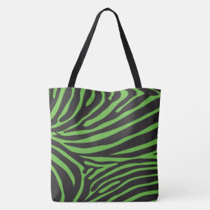 Tote Bag Zèbre vert noir et citron vert