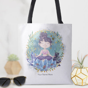 Tote Bag Zen Girl Yoga Spa Rocks Crystals Fleurs Spirituell