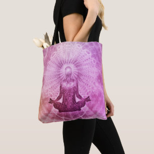 Tote Bag Zen Purple Gradient Yoga Mandala Style Fourre-tout