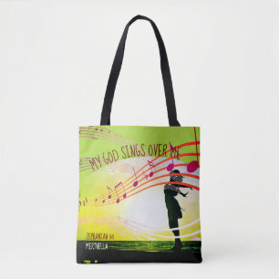 Tote Bag Zephaniah 3:17 DIEU CHANTE SUR MOI Vert Chrétien