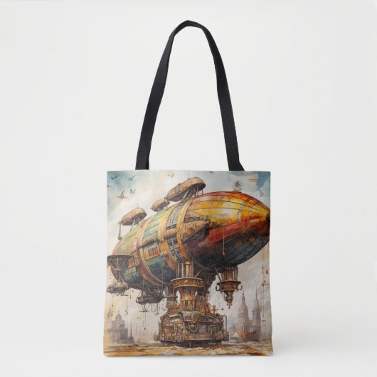 Tote Bag Zeppelin Steampunk vintage (1) (Devant)