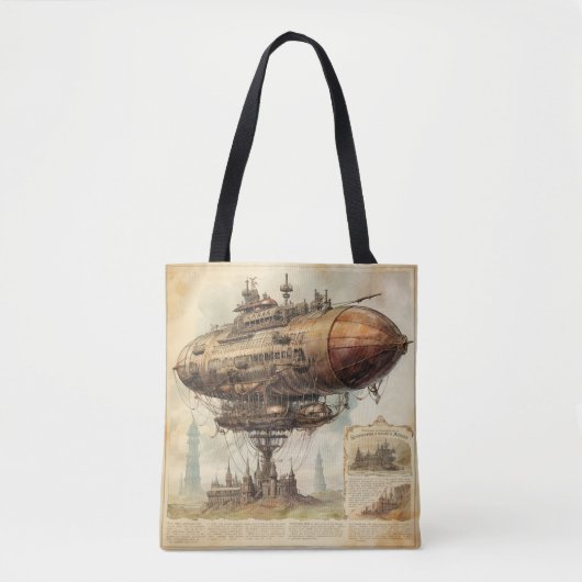 Tote Bag Zeppelin Steampunk vintage (10) (Devant)