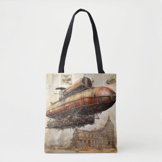 Tote Bag Zeppelin Steampunk vintage (3) (Devant)