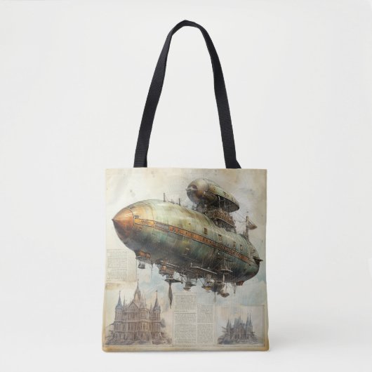 Tote Bag Zeppelin Steampunk vintage (7) (Devant)