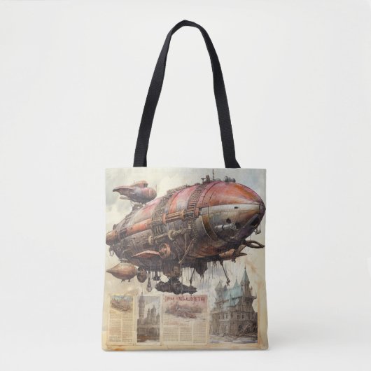 Tote Bag Zeppelin Steampunk vintage (9) (Devant)