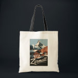 Tote Bag Zermatt Suisse Travel Art Vintage<br><div class="desc">Design de déplacement vectoriel rétro Zermatt. Zermatt,  dans le canton du Valais,  est une station de montagne réputée pour le ski,  les escalades et le randonnée.</div>