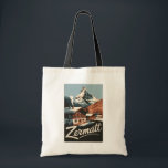 Tote Bag Zermatt Suisse Travel Art Vintage<br><div class="desc">Design de déplacement vectoriel rétro Zermatt. Zermatt,  dans le canton du Valais,  est une station de montagne réputée pour le ski,  les escalades et le randonnée.</div>