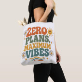 Tote Bag Zéro Plans Vibes Maximum Rétro Boho Floral Citatio (De près)
