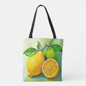 Tote Bag Zesty Citrus Burst Sunshine Design (Dos)