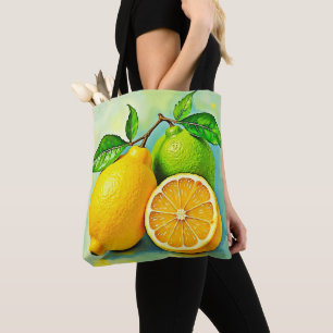 Tote Bag Zesty Citrus Burst Sunshine Design