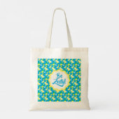 Tote Bag Zesty Lemon Drops Lemons Caribbean Blue  (Dos)
