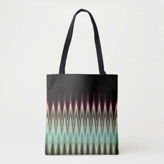 Tote Bag Zig Zag noir rouge Turquoise gris Motif (Devant)
