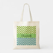 Tote Bag Zigzag bleu, Zigzag vert, Chevron, Votre Nom (Dos)