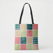 Tote Bag Zigzag, Chevron, En vichy, Pois, Patchwork (Devant)