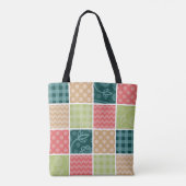 Tote Bag Zigzag, Chevron, En vichy, Pois, Patchwork (Dos)