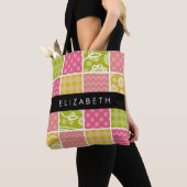 Tote Bag Zigzag, Chevron, Pois, En vichy, Votre Nom (De près)