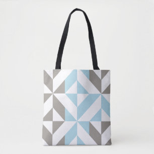 Tote Bag ZigZag géométrique bleu et argent
