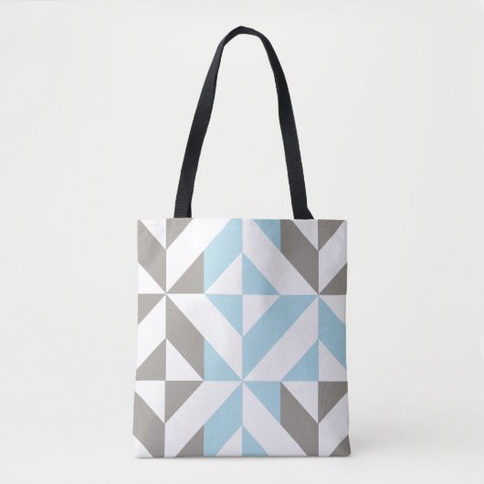 Tote Bag ZigZag géométrique bleu et argent (Devant)