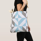 Tote Bag ZigZag géométrique bleu et argent (De près)