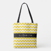 Tote Bag Zigzag Jaune, Chevron Jaune, Votre Nom (Dos)