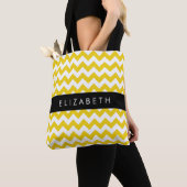 Tote Bag Zigzag Jaune, Chevron Jaune, Votre Nom (De près)