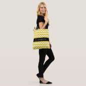 Tote Bag Zigzag Jaune, Chevron Jaune, Votre Nom (Sur le modèle)