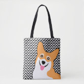 Tote Bag Zigzag mignon de corgi de Gallois de Pembroke (Devant)