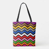 Tote Bag Zigzag multicolore Chevron Design noir (Dos)