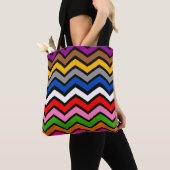Tote Bag Zigzag multicolore Chevron Design noir (De près)