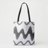 Tote Bag Zigzag noir pointillé Vagues sur blanc (Devant)