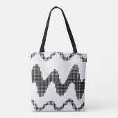 Tote Bag Zigzag noir pointillé Vagues sur blanc (Dos)
