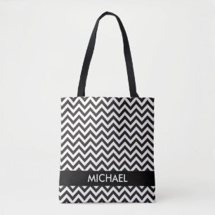 Tote Bag ZIGZAG pattern - black + your background & ideas