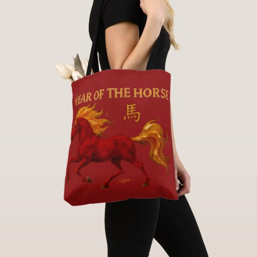 Tote Bag Zodiac Chinese New Year 2026 Yang Fire Horse (De près)