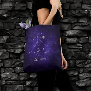 Tote Bag Zodiac Purple Libra Horoscope d'astrologie cosmi