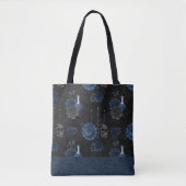 Tote Bag Zodiaque magic | Dark Navy Blue Gothic Skull (Devant)